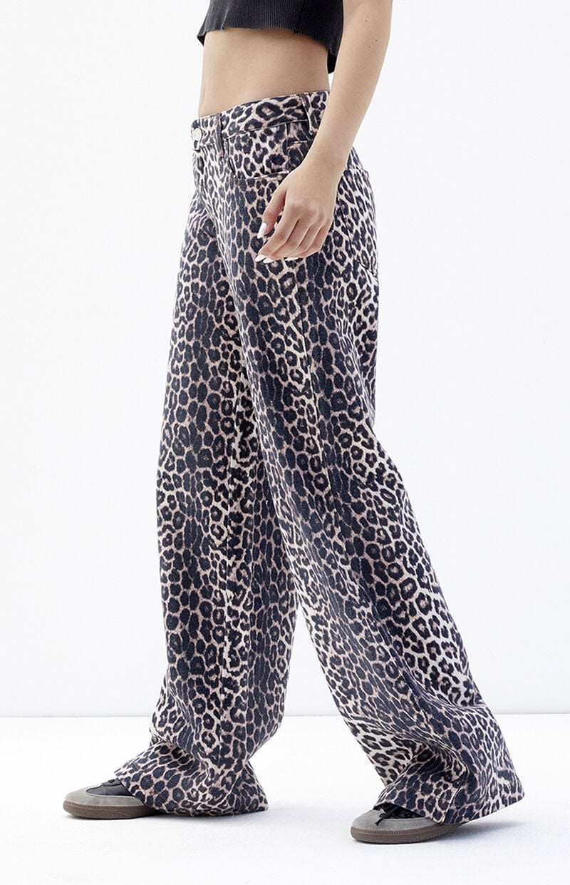 Casey Leopard Low Rise Baggy Jeans