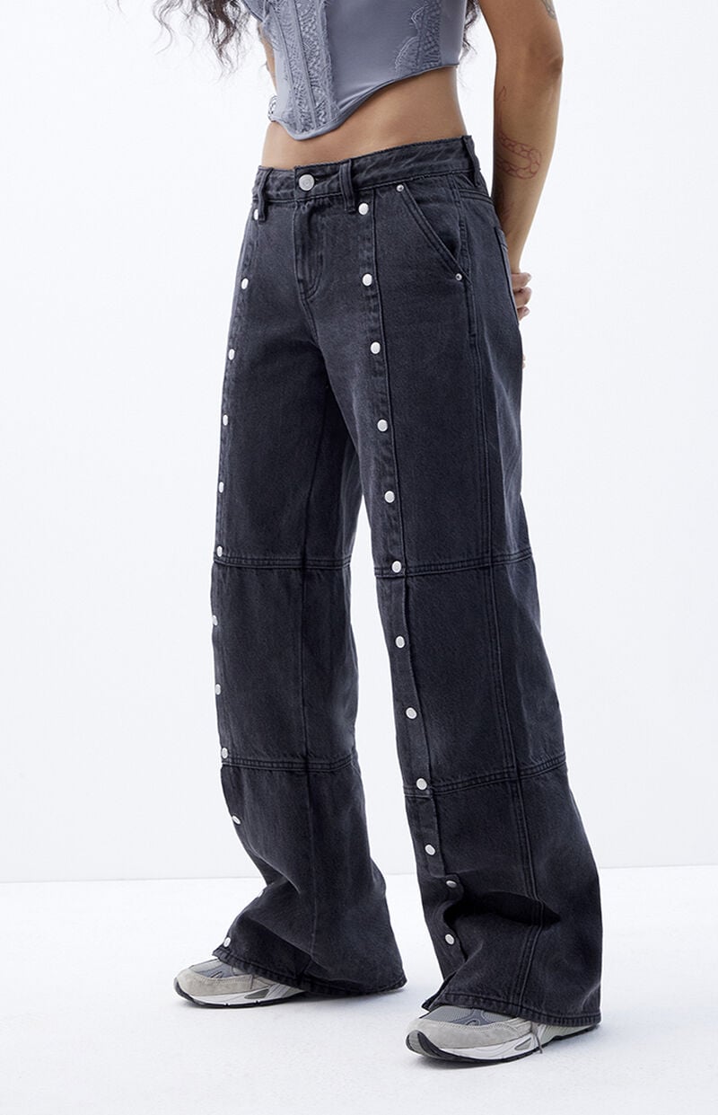 Casey Black Low Rise Seam Baggy Jeans