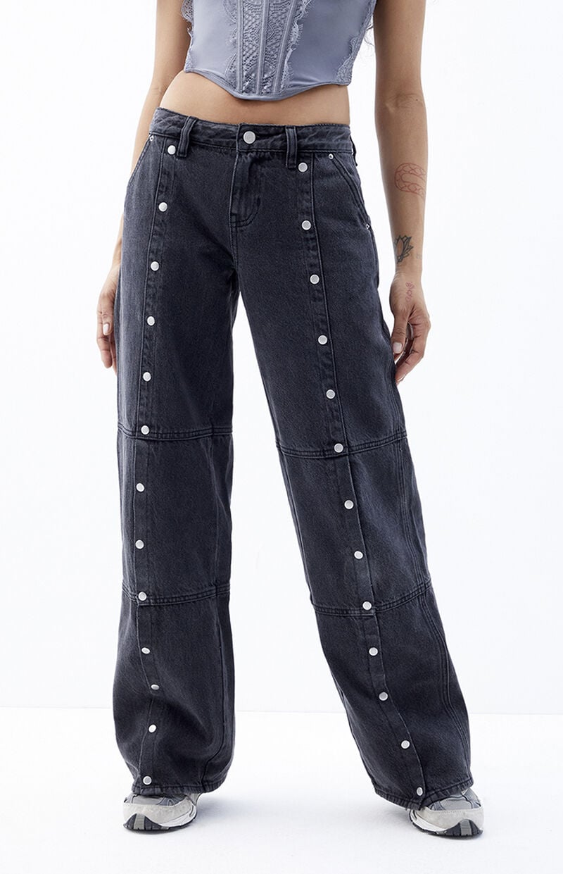 Casey Black Low Rise Seam Baggy Jeans