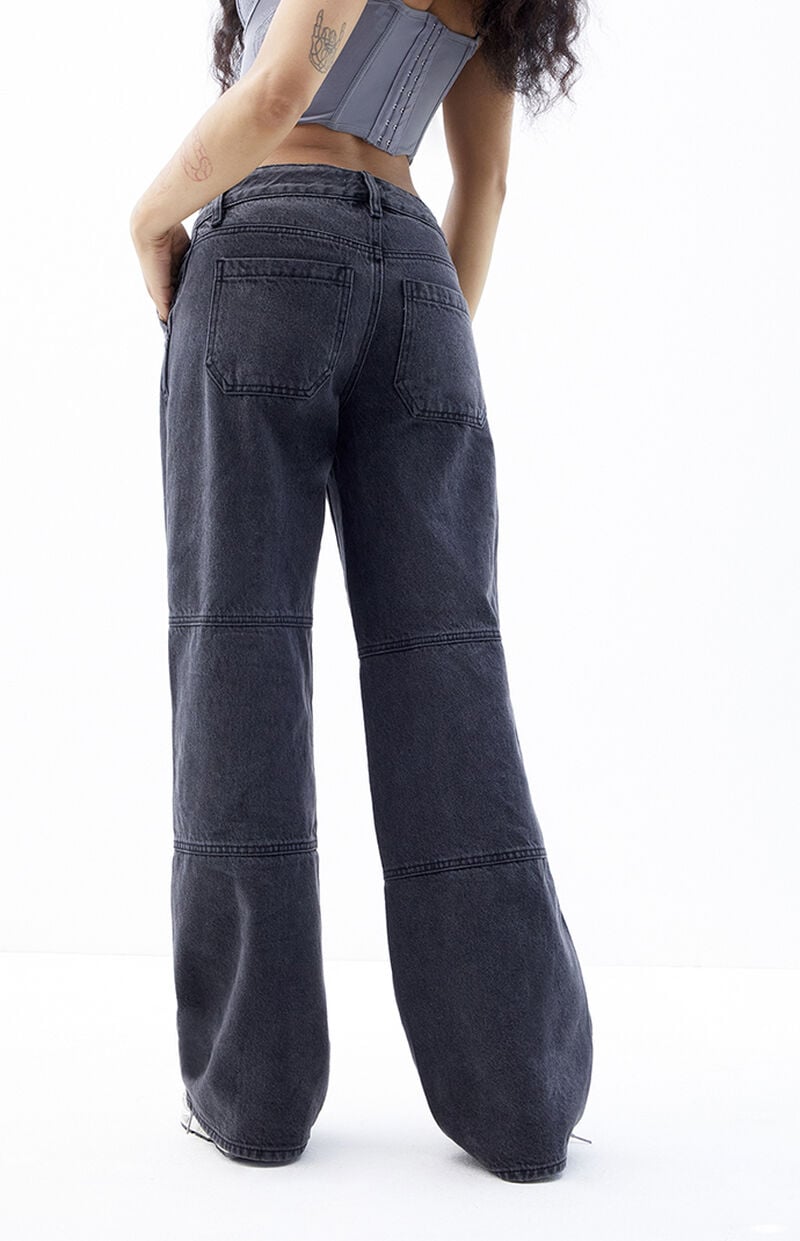 Casey Black Low Rise Seam Baggy Jeans
