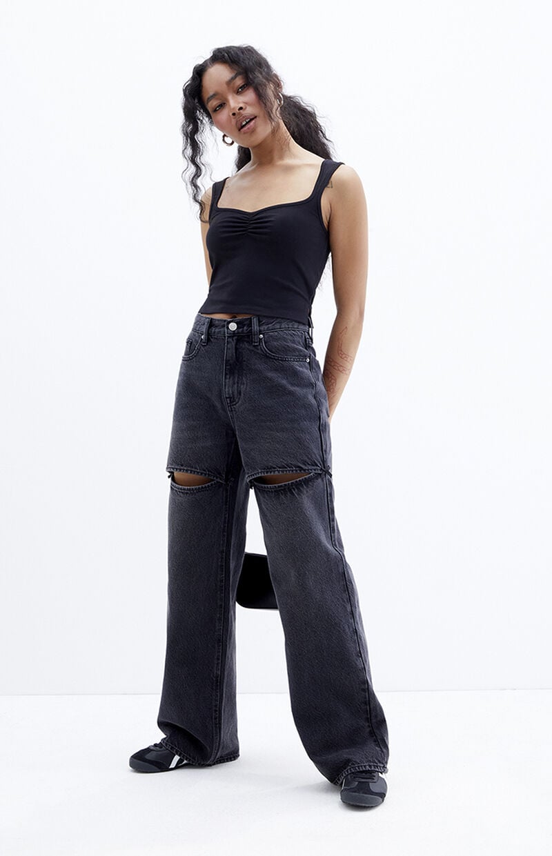 Cali Black Bow Baggy Boyfriend Jeans
