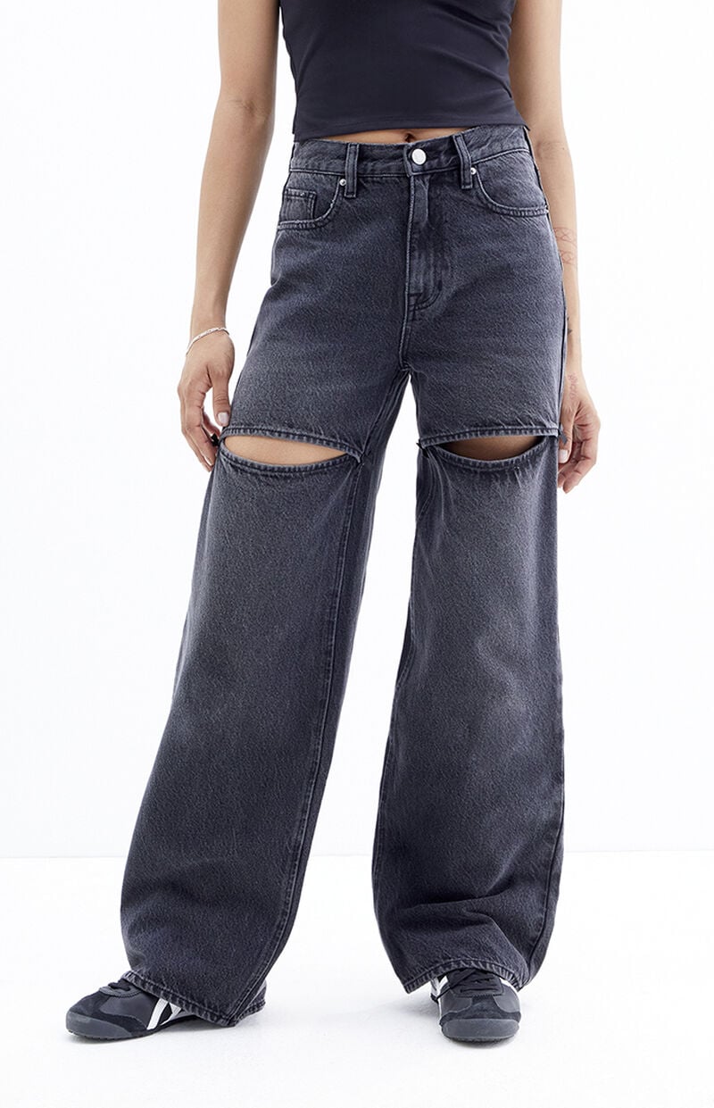 Cali Black Bow Baggy Boyfriend Jeans