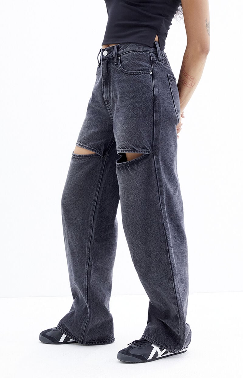 Cali Black Bow Baggy Boyfriend Jeans