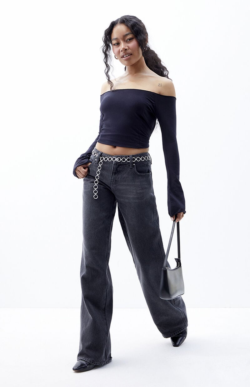 Casey Faded Black Low Rise Baggy Jeans