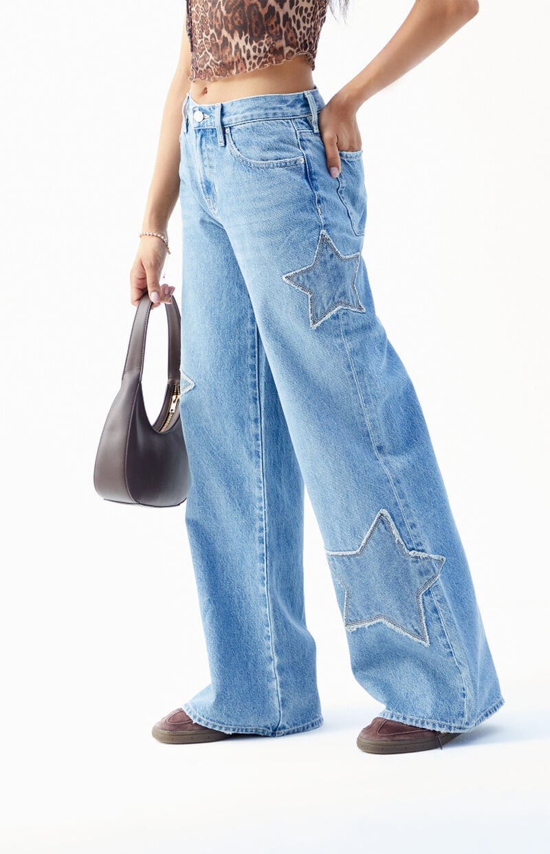 Lena Medium Indigo Star Low Rise Super Baggy Jeans
