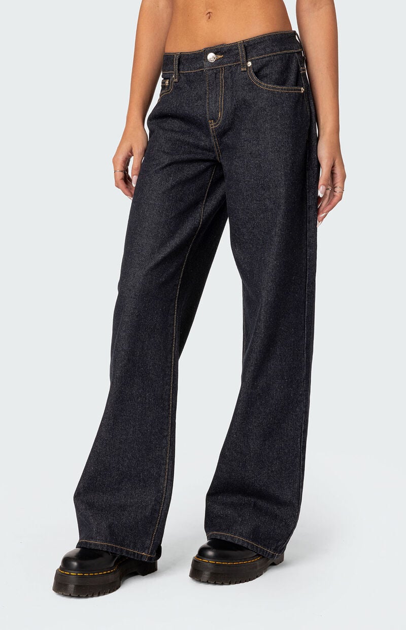 Edikted Raelynn Washed Low Rise Jeans