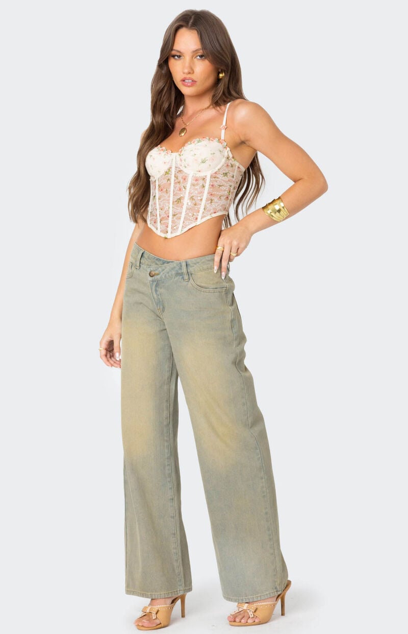 Edikted Asymmetric Low Rise Wrap Jeans