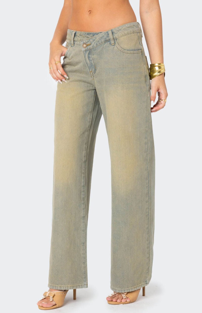 Edikted Asymmetric Low Rise Wrap Jeans
