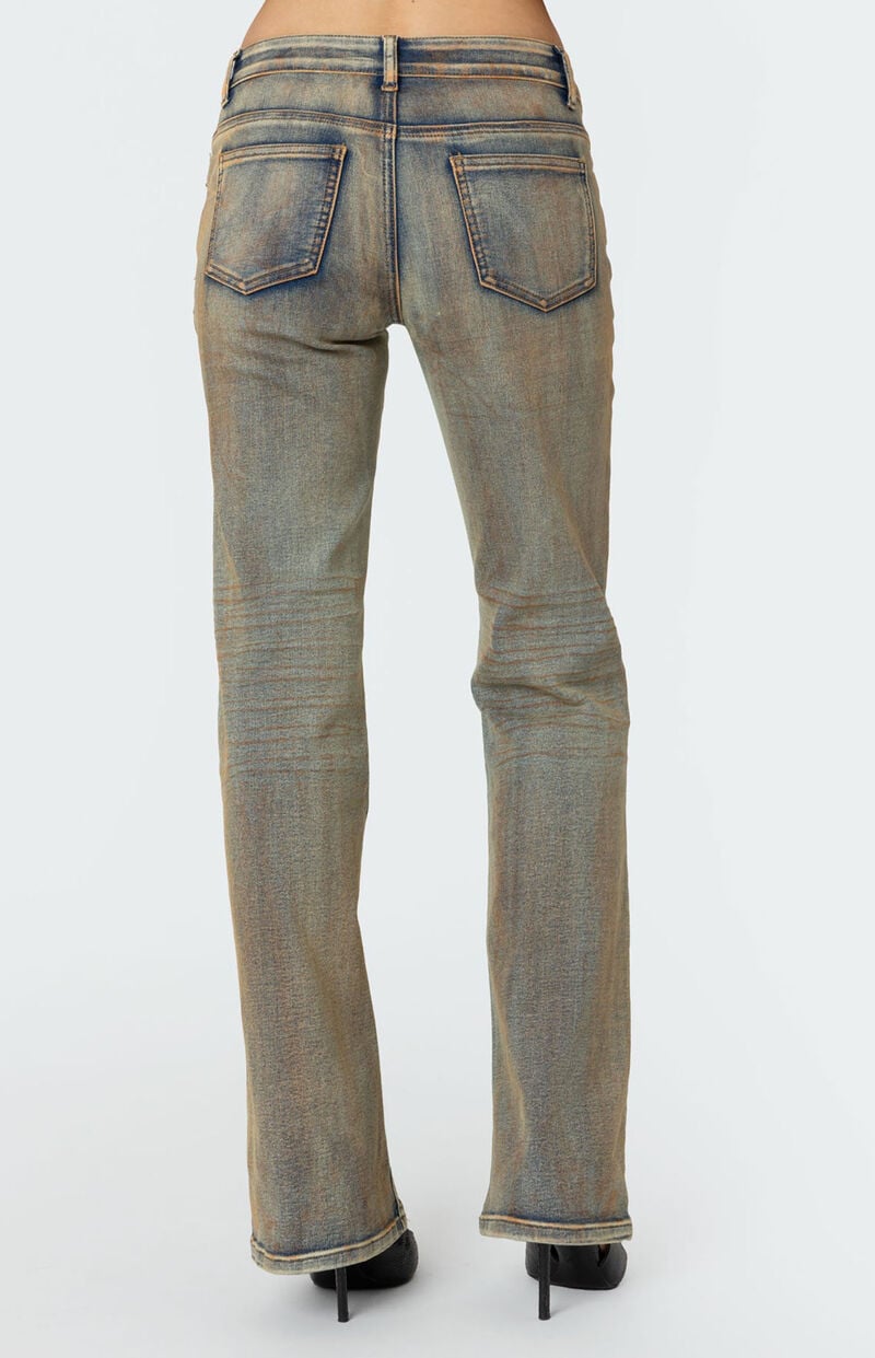 Edikted Boot Cut Low Rise Mud Washed Jeans
