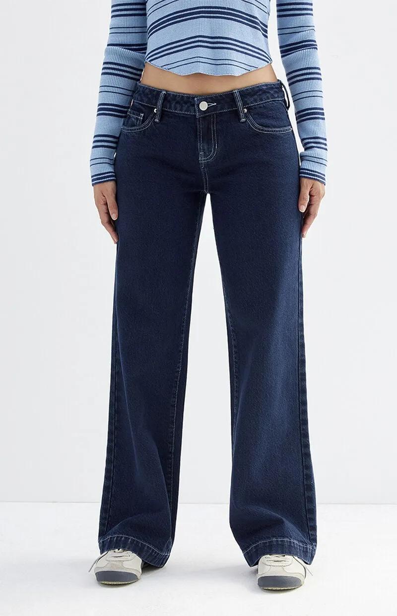 Dark Indigo Seam Low Rise Girlfriend Jeans