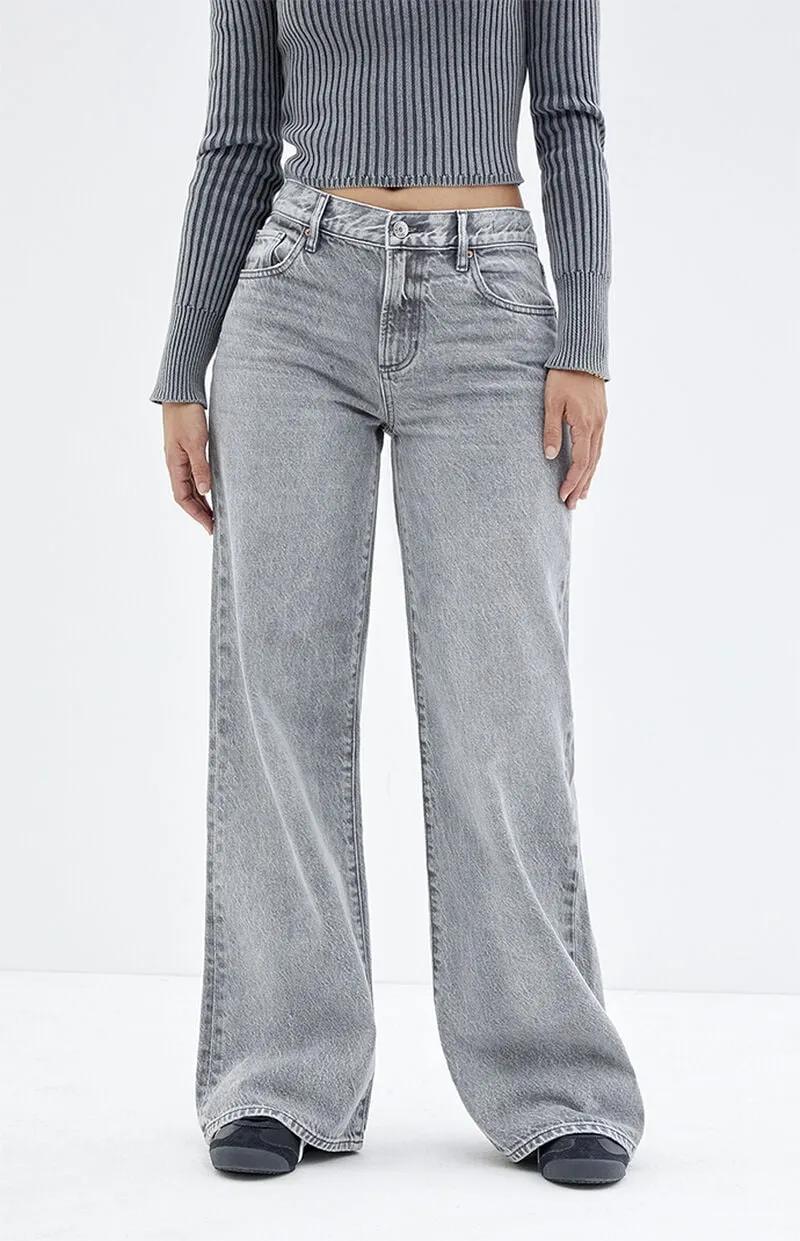 Lena Gray Low Rise Super Baggy Jeans